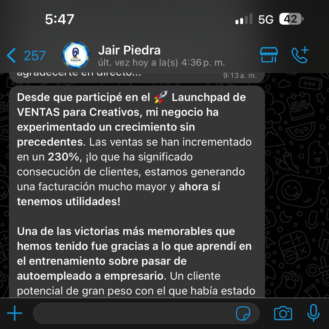 Captura de un resultado compartido por un cliente de Despega Pro